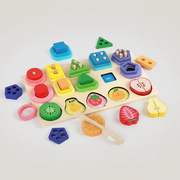 Sada geometrických tvarů a ovoce