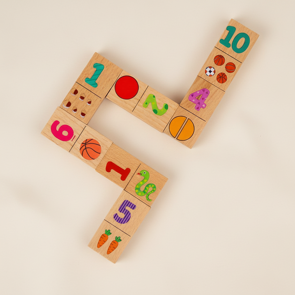 Dřevěné domino s puzzle