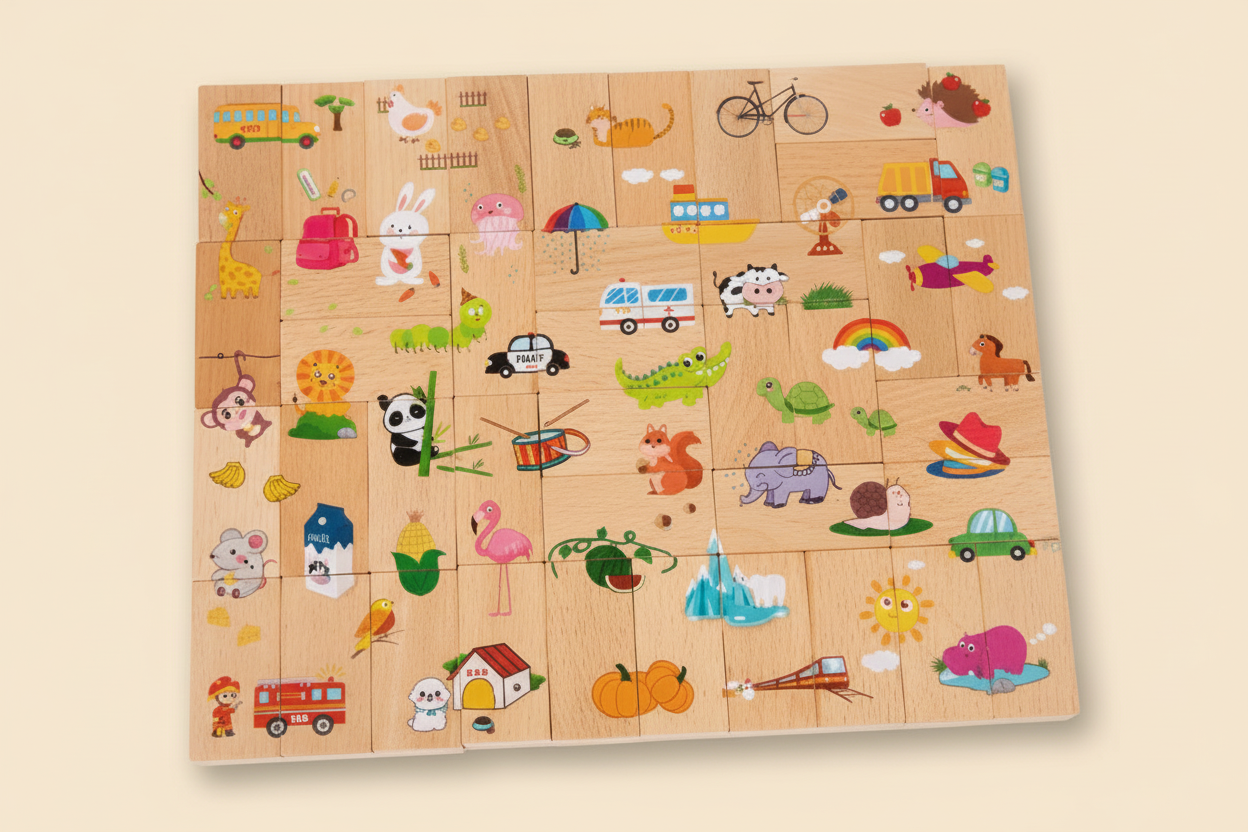 Dřevěné domino s puzzle