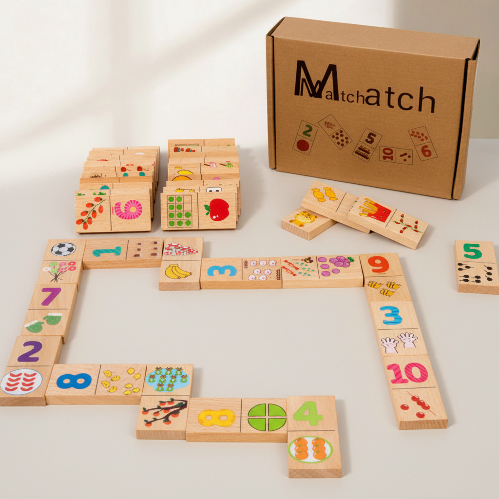 Dřevěné domino s puzzle